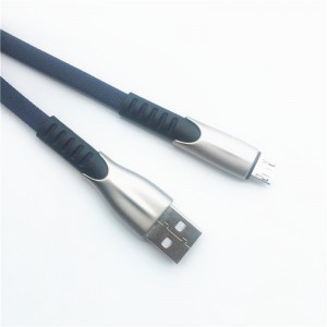KPS-1001CB Micro personalizado portátil 1m 2A pano de liga de zinco tecelagem micro cabo USB