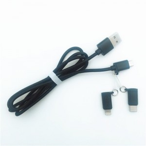 KPS-1002CB 3in1 Cabo USB de carregamento trançado de nylon de alta qualidade 1M 2a OD3.5MM